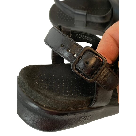 SAS Womens Huggy Black Leather Adjustable Comfort Sandals Size 8N M10094 - Picture 5 of 15